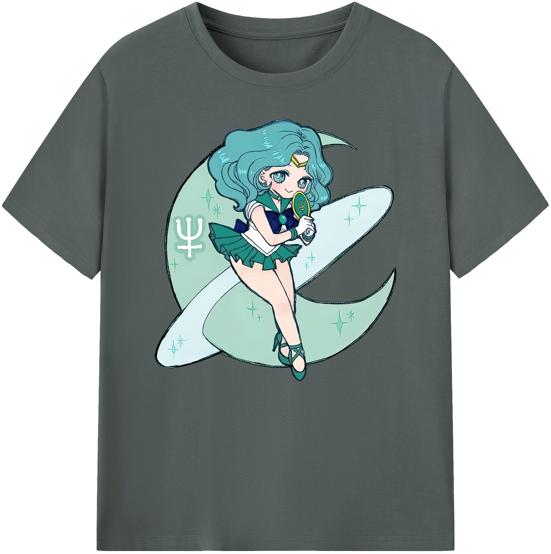 （画像用） 美少女戦士セーラームーン 海王 みちる（かいおう みちる） Sailor Moon Kaiou Michiru 綿100％ メンズ半袖Tシャツ｜肌触りやわらか＆通気性